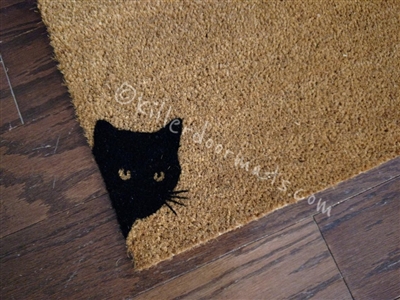 Black Cat Bombay Hello Cute Cat Peeking Doormat Welcome Mat Funny